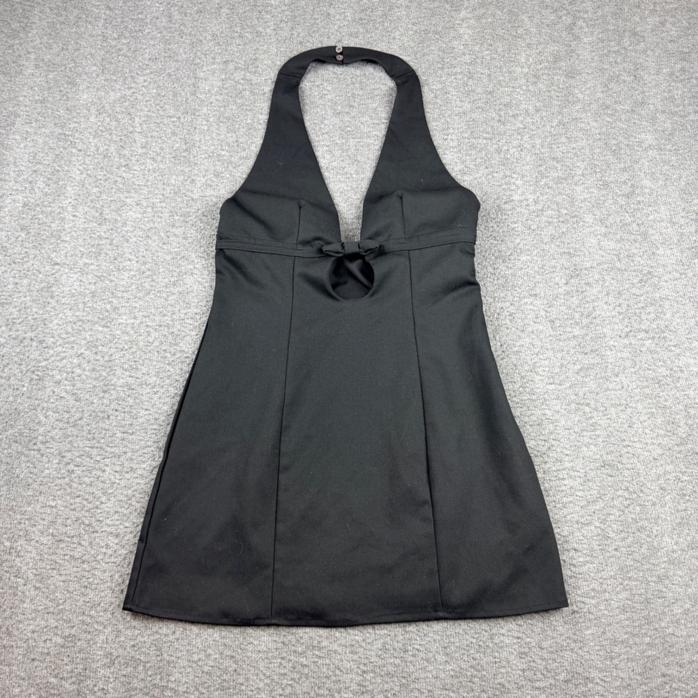 Missguided Black Halter Neck Mini Dress Small Keyhole‎ Bow Detail Sexy Night Out